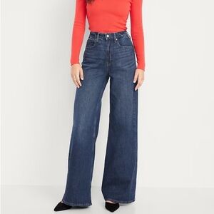 Old Navy Extra High-Waisted Super Wide-Leg Jeans In Color Perfect Dark Size 0